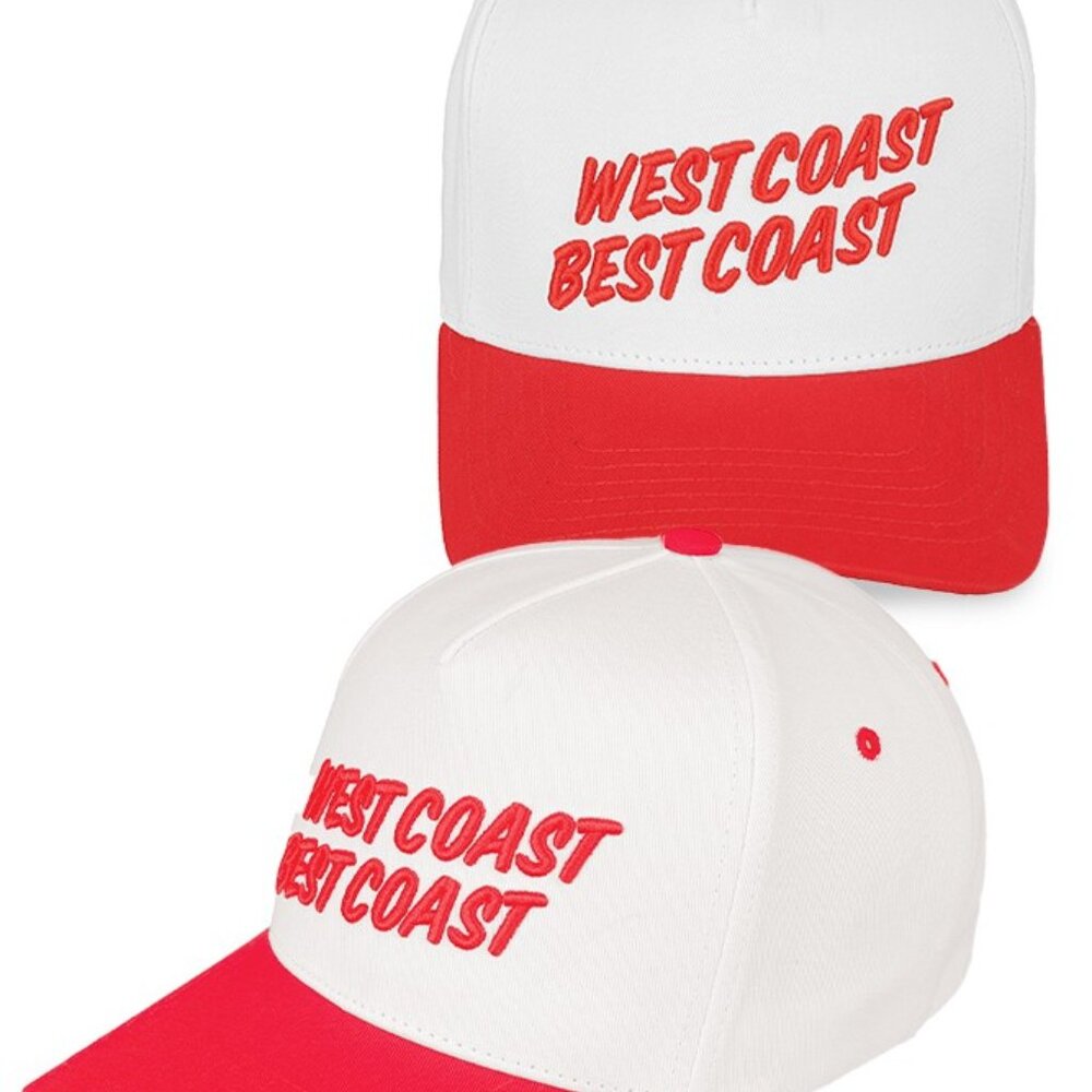 WEST Coast Best Coast Letter Embroidered Cotton Trucker Snap Back Cap